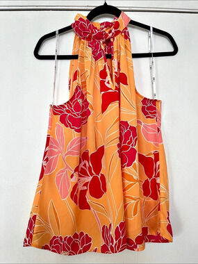 DR2 Floral Halter Tank in Orange & Red XL